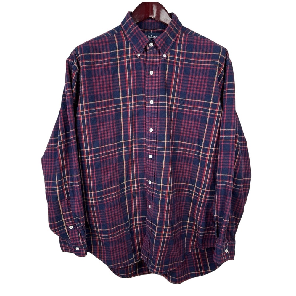 Ralph Lauren Blaire Heritage Flannel Mens L Plaid Long Sleeve‎ Button Down Shirt